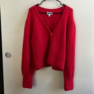 & Other Stories red cardigan with gold heart buttons, size medium
